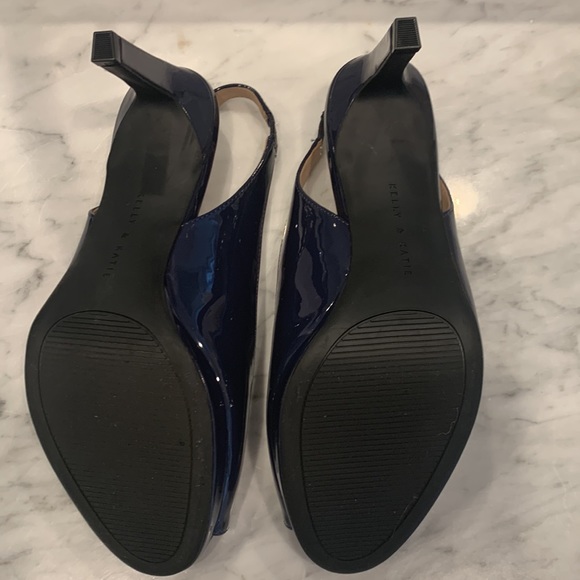 Kelly & Katie navy Patton leather heel open toe NWOT - Picture 5 of 8
